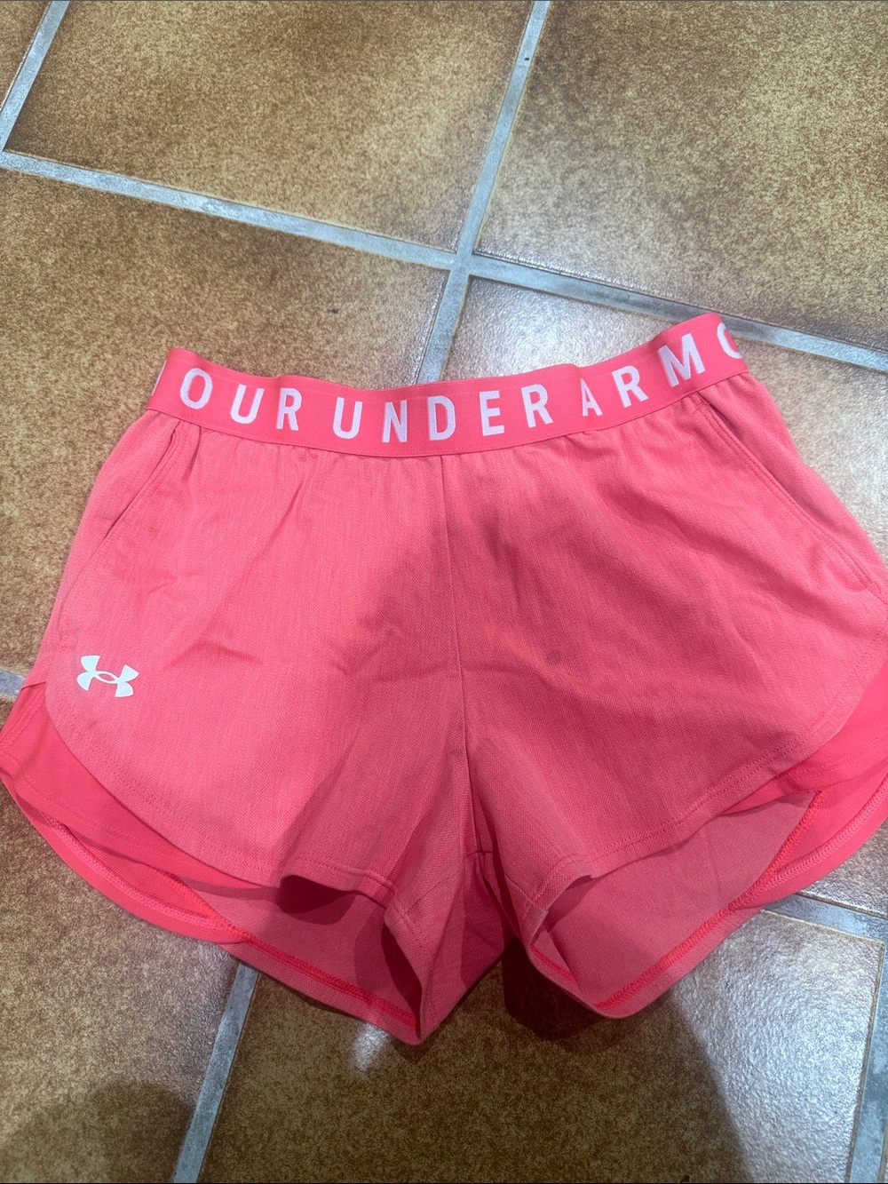 Under Armour Coral Women’s Athletic Shorts with Branded Waistband